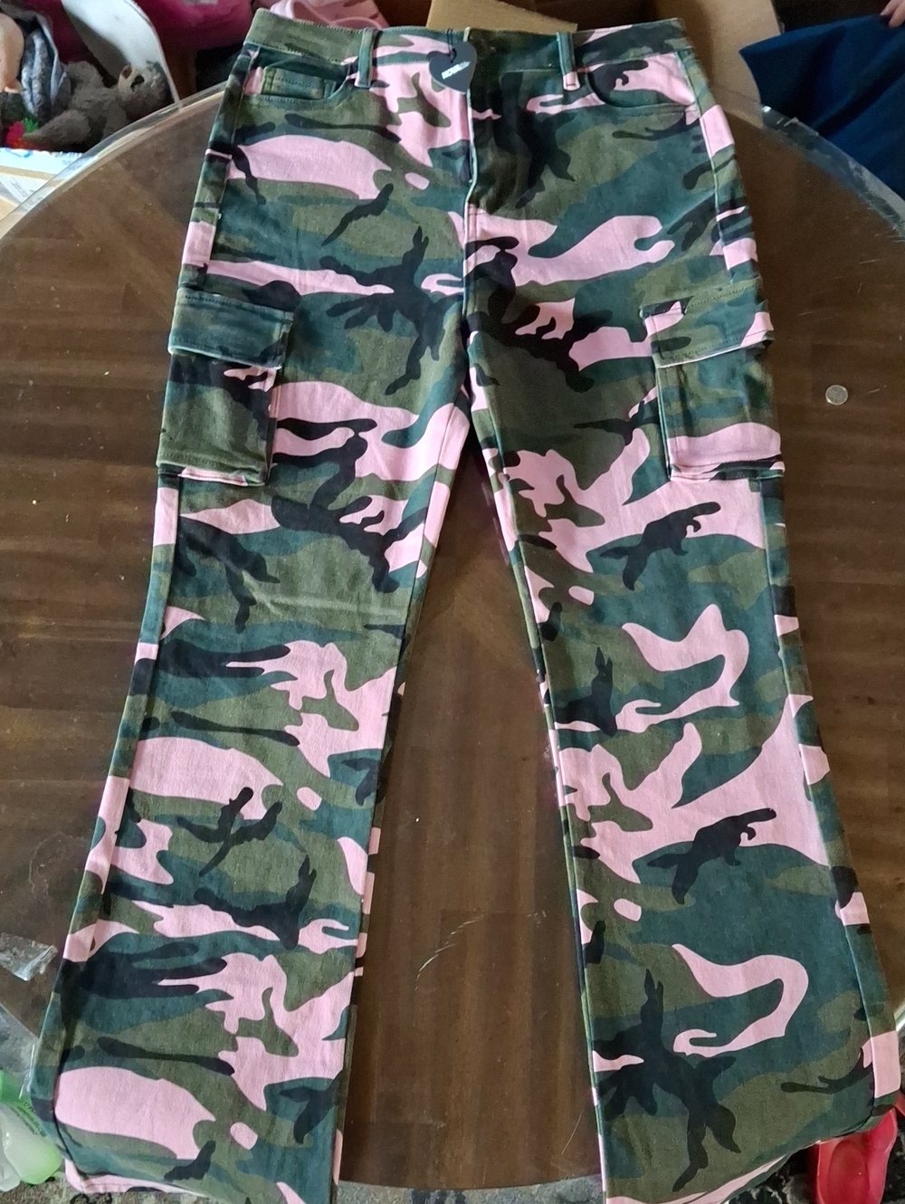 Fashion Nova Pink/Green Camo Cargo Pants